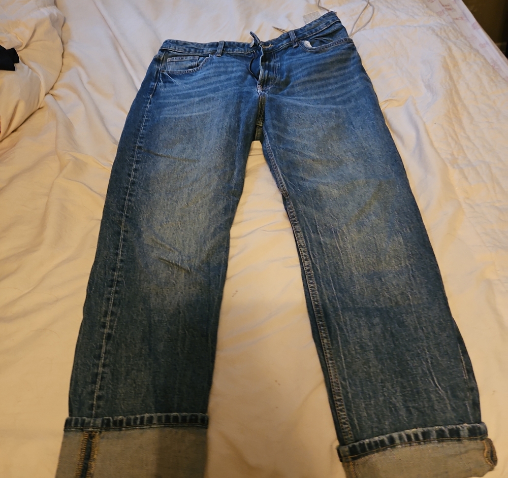 Zara Men's Relaxed Blue Washed Jeans